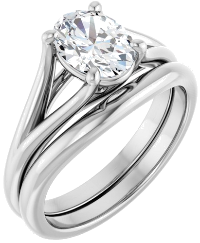 14K White 8x6 mm Oval Solitaire Engagement Ring Mounting (6)