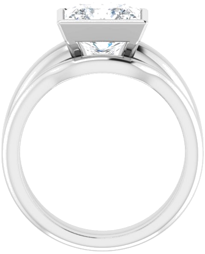 Sužadėtuvių Žiedas „Bezel-Set Solitaire“ 585 Baltojo Aukso Square 8mm (7)