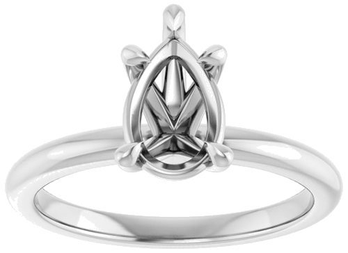 10K White 9x6 mm Pear Solitaire Engagement Ring Mounting (3)