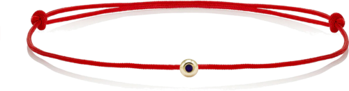 Red thread bracelet with a gold bead and diamond (1)