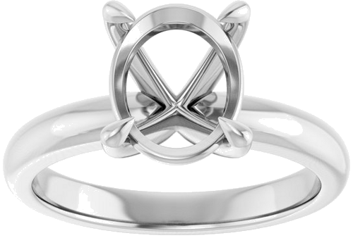 14K White 10x8 mm Oval Solitaire Engagement Ring Mounting (3)