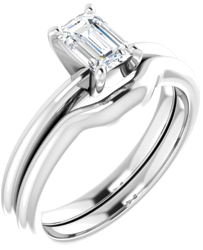 Platinum  6x4 mm Emerald Solitaire Engagement Ring Mounting (6)