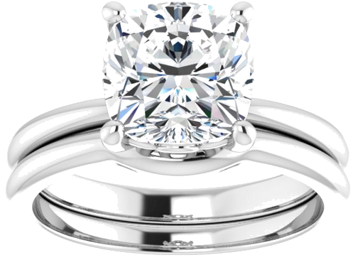 Sužadėtuvių Žiedas „Solitaire“ 585 Baltojo Aukso Cushion 8mm (8)