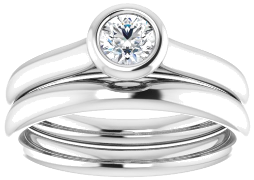 Sužadėtuvių Žiedas „Bezel-Set Solitaire“ 585 Baltojo Aukso Round 4.1mm (8)