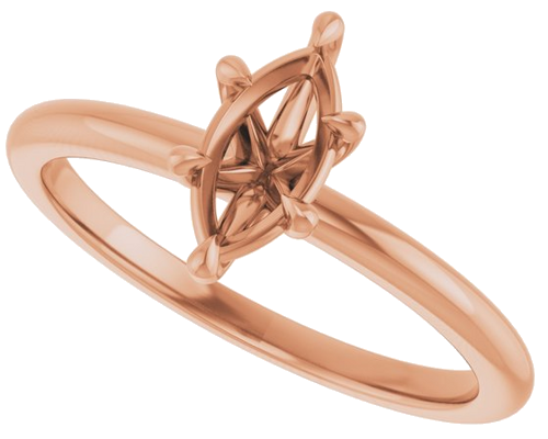 14K Rose 8x4 mm Marquise Solitaire Engagement Ring Mounting (5)
