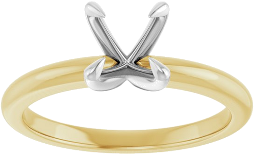 14K Yellow White 6.5 mm Round Solitaire Engagement Ring Mounting (3)