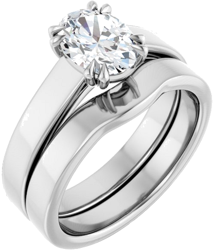 14K White 8x6 mm Oval Engagement Ring Mounting (6)