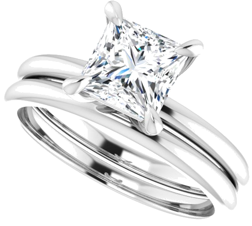 14K X1 White  6x6 mm Square Solitaire Engagement Ring Mounting (10)