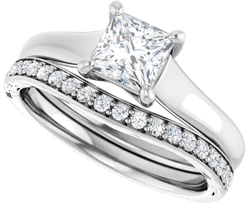 14K White 5 mm Square Solitaire Engagement Ring Mounting (10)