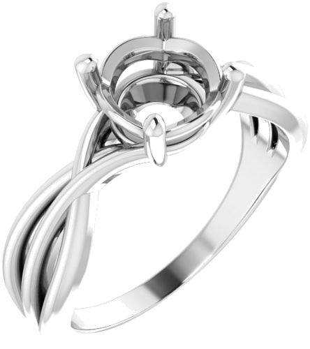 14K White 7.4 mm Round Solitaire Engagement Ring Mounting (1)