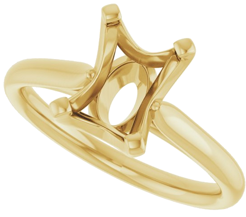 14K Yellow 8x6 mm Emerald Solitaire Engagement Ring Mounting (5)