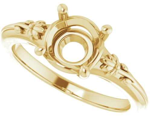 14K Yellow 7.4 mm Round Solitaire Engagement Ring Mounting (5)