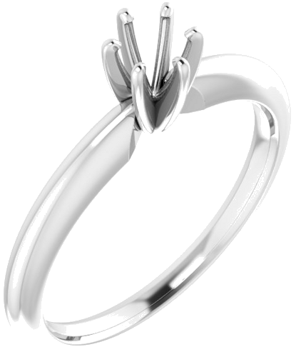 14K White 3.5-3.9 mm Round 6-Prong Solitaire Ring Mounting (1)