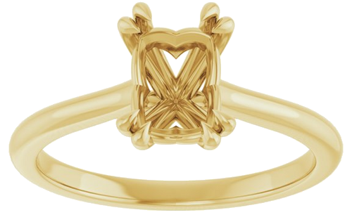 14K Yellow 7x5 mm Emerald Solitaire Engagement Ring Mounting (3)