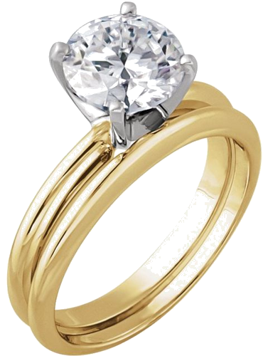 Sužadėtuvių Žiedas „Heavy Solitaire“ 585 Baltojo Ir Geltonojo Aukso Round 6.5mm (6)