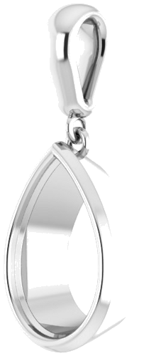 Pakabukas „Bezel-Set“ 585 Baltojo Aukso Pear Shape 12mm x 8mm (2)