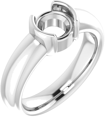 14K White 6.5 mm Round Half Bezel Solitaire Engagement Ring Mounting (1)