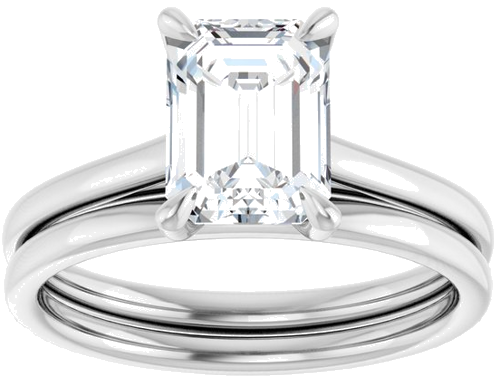 Platinum  8x6 mm Emerald Solitaire Engagement Ring Mounting (8)