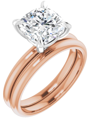 14K Rose White 8 x 8 mm Cushion Engagement Ring Mounting (5)