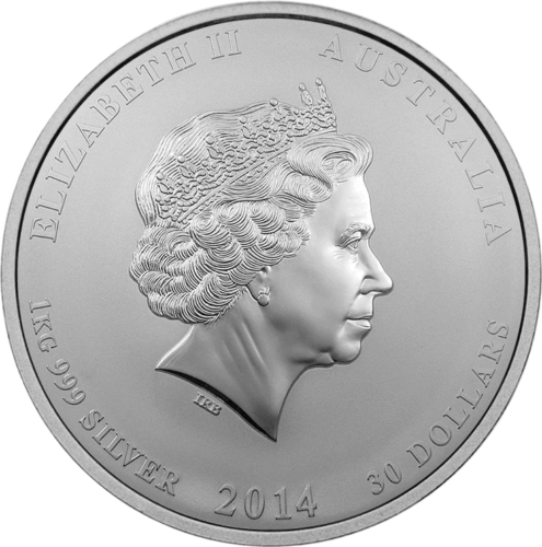 1 kg Arklio metai 2014 (Lunar II) Australija sidabrinė moneta (2)