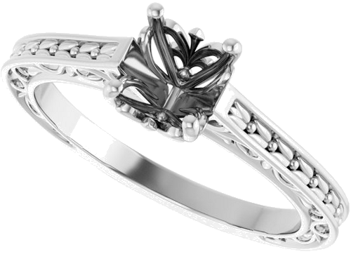 14K White 6.5 mm Round Solitaire Engagement Ring Mounting (5)