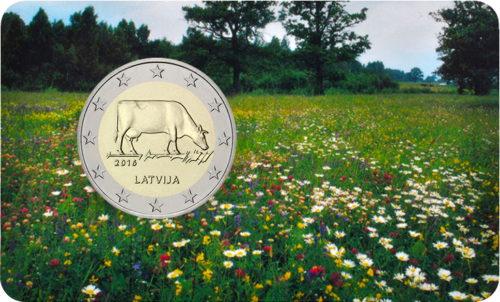 2016 Latvia Brown Cow 2 euro BU coin in coincard (1)