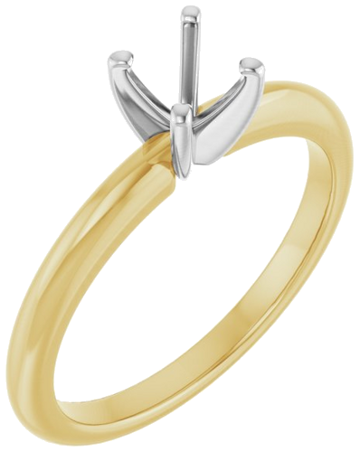 14K Yellow   White  5.2 mm Round Solitaire Engagement Ring Mounting (1)