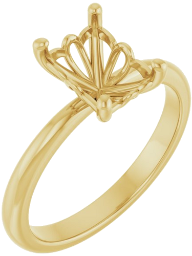 14K Yellow 8x6 mm Emerald Solitaire Engagement Ring Mounting (1)