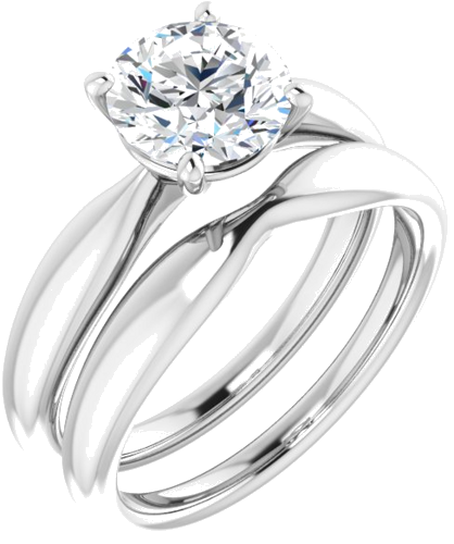 14K White  7.4 mm Round Solitaire Engagement Ring Mounting (6)