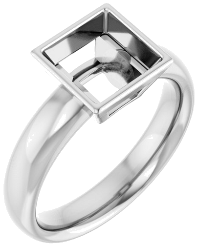 14K White 7 mm Square Engagement Ring Mounting (1)