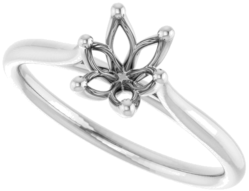 14K White 7x5 mm Oval Engagement Ring Mounting (5)