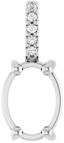 14K White 8x6 mm Oval .02 CTW Natural Diamond Semi-Set Cabochon Pendant (1)