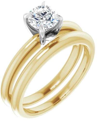 14K Yellow White 5.5 mm Round Solitaire Engagement Ring Mounting (6)