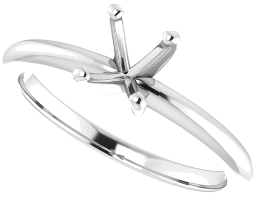 14K White  7x5 mm Oval Solitaire Engagement Ring Mounting (5)