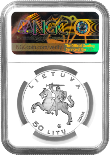 2004 Куршская коса (Всемирное наследие ЮНЕСКО) 50 литов серебряная монета PF 69 ULTRA CAMEO (2)