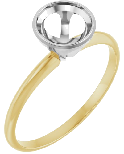 14K Yellow White 6.5 mm Round Solitaire Engagement Ring Mounting (1)