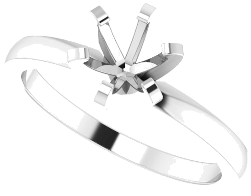 14K White 5.7-6 mm Round Solitaire Engagement Ring Mounting (5)