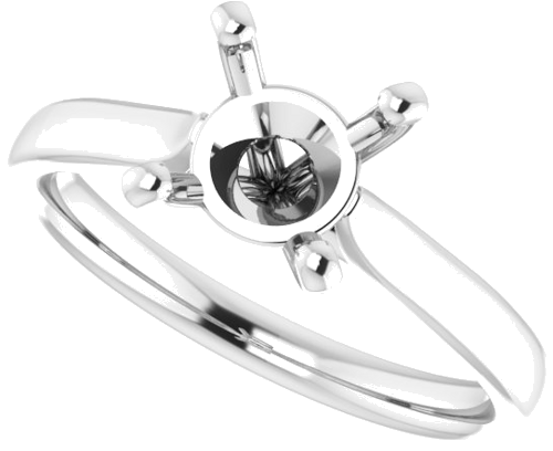 14K White 7.4 mm Round Engagement Ring Mounting (5)