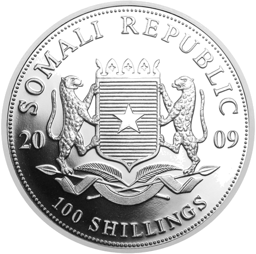 1 oz Слоны 2009 Сомали серебряная монета (2)