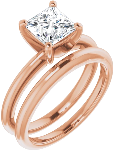 14K Rose  6 mm Square Solitaire Engagement Ring Mounting (6)