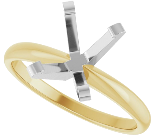 14K Yellow White 8.5x6.5 mm Emerald Solitaire Engagement Ring Mounting (5)