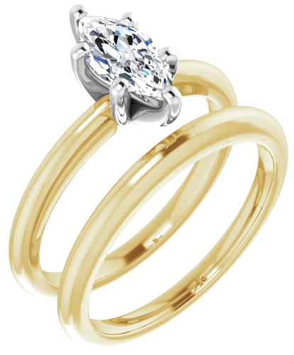 14K Yellow   White  9x4.5 mm Marquise Solitaire Engagement Ring Mounting (6)