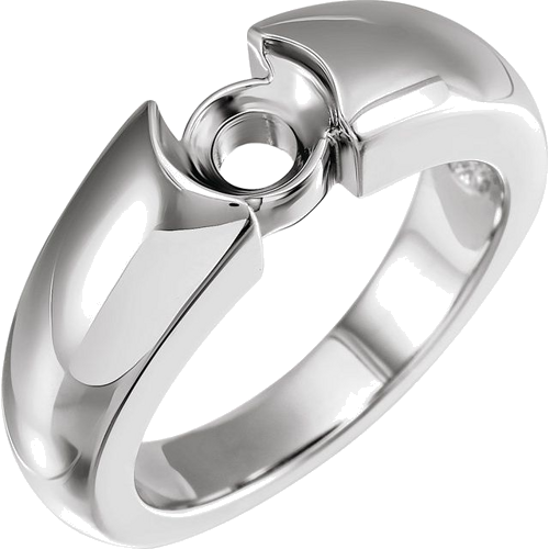 14K White 6.5 mm Round Engagement Band Mounting (1)