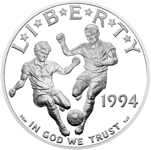 1994 Pasaules kausa čempionāts ASV 1 dolārs sudraba monēta (1)