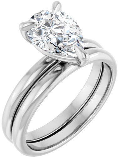 14K White  10x7 mm Pear Solitaire Engagement Ring Mounting (6)