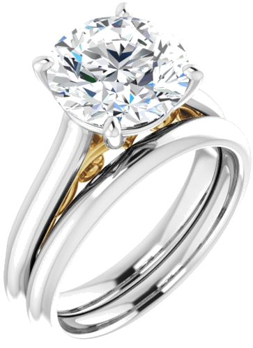 Sužadėtuvių Žiedas „Solitaire“ 585 Baltojo Ir Geltonojo Aukso Round 9.4mm (6)