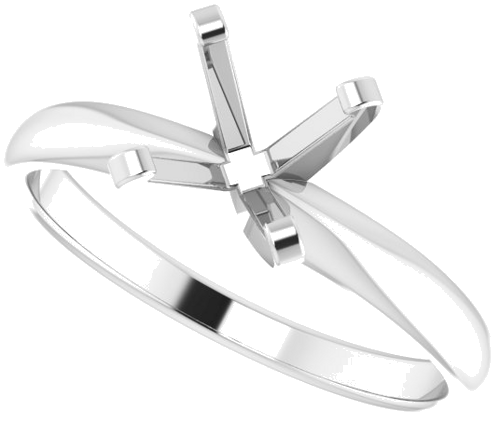 14K White 5 x 5 mm Square Solitaire Engagement Ring Mounting (5)