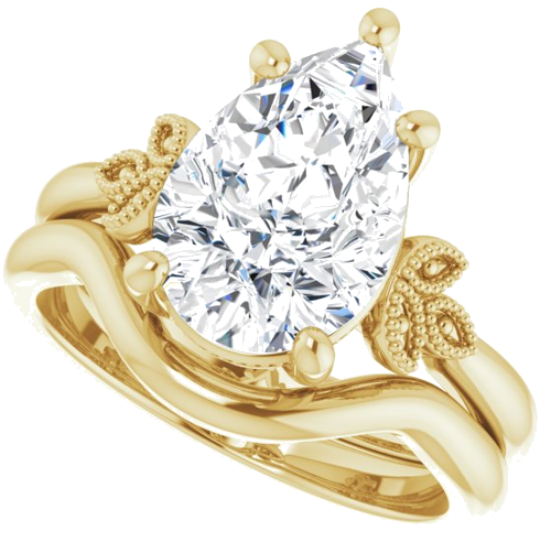 14K Yellow 12x8 mm Pear Solitaire Engagement Ring Mounting (10)