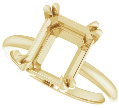 14K Yellow 10x8 mm Emerald Solitaire Engagement Ring Mounting (5)