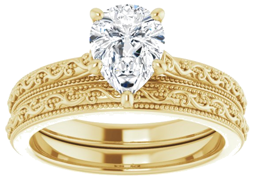 Sužadėtuvių Žiedas „Solitaire“ 585 Geltonojo Aukso Pear Shape 8mm x 6mm (8)